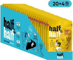 Упаковка вологого корму Half&Half для дорослих котів шматочки з яловичиною та морквою у желе 85 г х 24 шт (2700000065754)