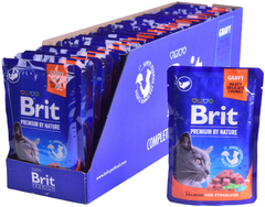 Упаковка вологого корму Brit Premium Salmon for Sterilised для стерилізованих кішок лосось 100 г 24 шт (2700000048276)