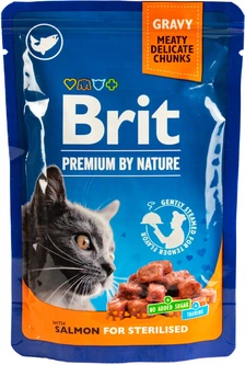 Упаковка вологого корму Brit Premium Salmon for Sterilised для стерилізованих кішок лосось 100 г 24 шт (2700000048276)