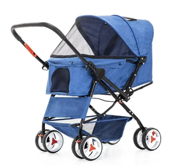 Derby Складна коляска для домашніх тварин Pet Stroller with Storage Basket Blue