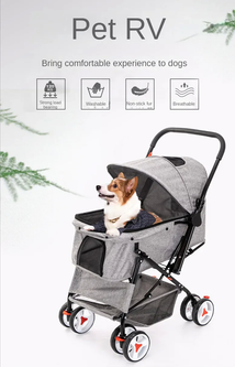 Derby Складна коляска для домашніх тварин Pet Stroller with Storage Basket Blue