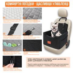 Автомобільне Крісло 2в1 NEWPET Premium Для Перевезення Собак Малих І Середніх Порід З Фіксацією Ремнем Безпеки Карабіном Та Комфортною Анатомічною Базою 47х47х45 См