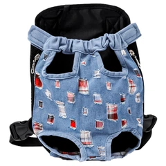 Рюкзак-кенгуру для тварин Lesko SY210814 Jeans ragged L для котів та собак