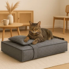 Ideia Матрац-лежанка для собак і котів М (60×80×10 см) з подушкою, знімний чохол, сірий (8-35942*001)