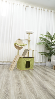 Без бренду Кігтеточка-комплекс для кота (Cat Tree) Volso Y-18 з поличками та будиночком стійка конструкція 1М
