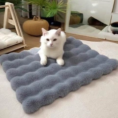 Solve М'який лежак для котів та собак 40×50 см — пухнастий килимок під нірку, теплий, сірий KT8001302