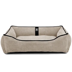 Лежак для собак EGO Bosyak Велюр Soft L 90х80 Бежевий (Ортопедична лежанка для собак 12-20 кг)