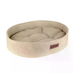 Hi Dog Лежак для собаки та кота з бортиками овальний HiDOG 30×40×9 см, м’яке спальне місце для тварин, бежевий 3571