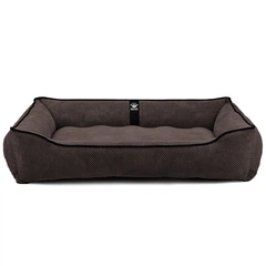 Лежак ліжко для великих собак EGO Bosyak Велюр Soft XL 110x85 Коричневий (Ортопедична лежанка для собак 20-35 кг)