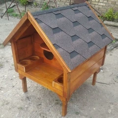Без бренду Будинок для сімї котиків на три кімнати 80 х 80 х 150 см дерево мікс ( 1027 )