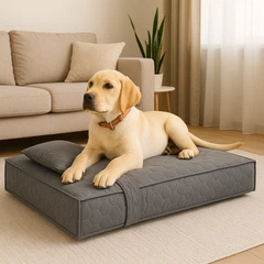 Ideia Матрац-лежанка для собак і котів L (70×110×12 см) з подушкою, знімний чохол, сірий (8-35943*001)