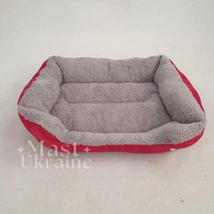 Без бренду Лежанка для собак і котів м’яка з бортиками 54×42 см, теплий комфортний лежак для тварин з флісовим покриттям, затишне ліжко-пуф для сну кота чи собаки, розмір M Червона A444-M-Red