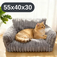 Solve Плюшевий диван-лежанка для котів та собак, м’яка тканина, плюш, сіра 55х40х30 KT8001007