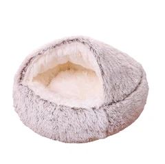 Без бренда Лежанка норка для котів та собак "М'яке гніздечко" D-40см - сіра