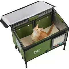 Будиночок для котів з підігрівом iHunt Kitty Warm House, 25 Вт, водонепроникний Oxford, 6-шарова теплоізоляція, 4-Way Lock, для вулиці та приміщень