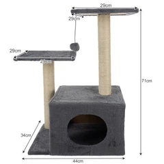 Кігтеточка-будиночок Purlov 21712 71 см сіра, будинок для котів, ігровий комплекс з дряпкою, будиночок-лежак