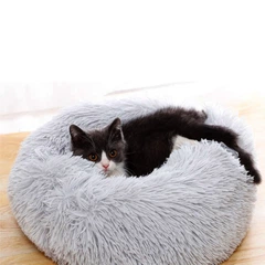 Lesko Лежак-пуфик Taotaopets 552201 S Grey для котов собак круглый лежанка