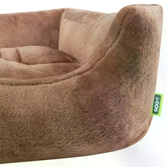 Hi Dog Лежанка відкрита плюшева прямокутна капучіно для собак і котів 38×48×12 см