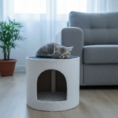 Без бренду Затишний будиночок для котів кошенят 30х35см молочно чорний