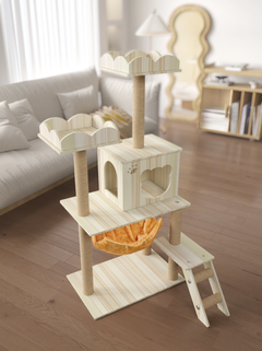 Без бренду Кігтеточка-комплекс для кота (Cat Tree) з поличками та будиночком Volso Y-5 стійка конструкція
