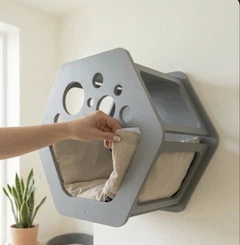 Sweet Pet Преміум будиночок для котів SweetPet Galaxy настінний з м'якою лежанкою, сірий