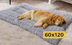 Solve М’який великий плюшевий килимок-лежак для собак 60×120 см ,антиковзкий— велюр,теплий,світло-сірий KT7005805