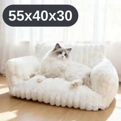 Solve Плюшевий диван-лежанка для котів та собак, м’яка тканина, плюш, білий 55х40х30 KT8001001