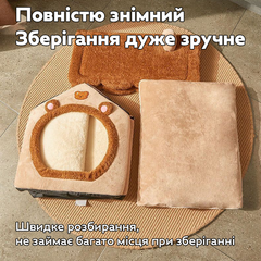 Без бренду Будиночок для котів/собак розмір M (40х35х38), складний будиночок для домашніх тварин з м'якою подушкою, лежанка (COPY)