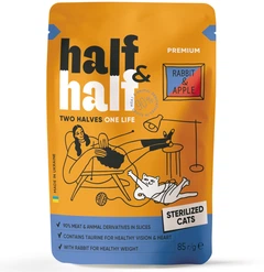 Промонабір вологого корму Half&Half для стерилізованих котів шматочки з кроликом та яблуком у желе 85 г х 24 шт (2700000065723)