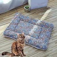 Solve М’який плюшевий килимок-лежанка для котів та собак, теплий двосторонній матрацик, 58×39, до 18 кг, сірий з лапками KT8001183