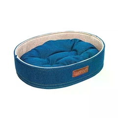 Hi Dog Лежак бортик овальний HiDOG JEANS для собаки або кота 34×45×10 см, м’яка лежанка з бортиками