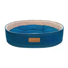 Hi Dog Лежак бортик овальний HiDOG JEANS для собаки або кота 34×45×10 см, м’яка лежанка з бортиками