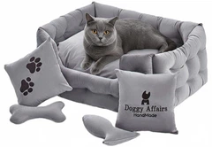 Без бренду Лежанка для кота лежак для котів Doggy Affairs ліжко для кота ручної роботи спальне місце для улюбленця М 73х53 см сірий (без подушок)