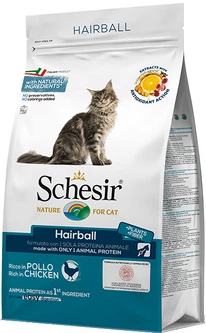 Schesir Cat Hairball - Сухий монопротеїновий корм з куркою для виведення клубків шерсті у котів з довгою шерстю