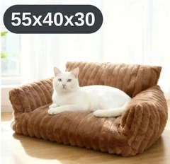 Solve Плюшевий диван-лежанка для котів та собак коричневий, м’яка тканина, плюш, 55х40х30 KT8001004