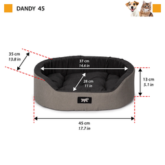Лежак для собак та кішок Ferplast Dandy C Colour 45 45x35x13 см Сірий з чорним (82941095W6)