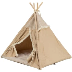 Лежак-вігвам для собак та кішок Trixie Tipi Boho, бежевий 55х65х55см 38211