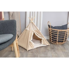 Лежак-вігвам для собак та кішок Trixie Tipi Boho, бежевий 55х65х55см 38211