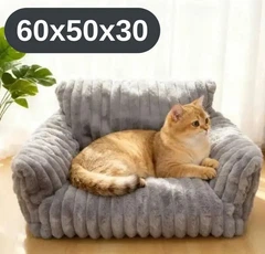 Solve Плюшевий диван-лежанка для котів та собак сіра, м’яка тканина, плюш, 60х50х30 KT8001008