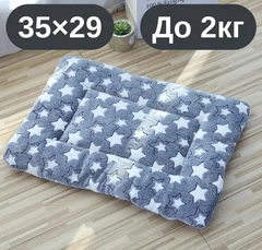 Solve М’який плюшевий килимок-лежанка для котів та собак сірий з зірками , теплий двосторонній матрацик, 35×29, до 2 кг, KT8001131