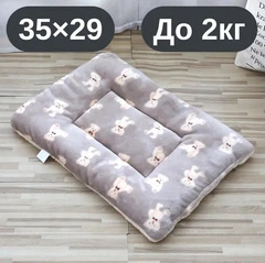 Solve М’який плюшевий килимок-лежанка для котів та собак сірий з ведмедиками, теплий двосторонній матрацик, 35×29, до 2 кг, KT8001161