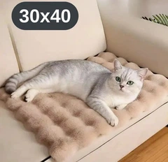 Solve М’який лежак для котів і собак 30×40 см коричневий — пухнастий килимок під норку, теплий, KT8001321