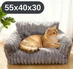 Solve Плюшевий диван-лежанка для котів та собак сіра, м’яка тканина, плюш, 55х40х30 KT8001007