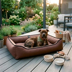 Вулична лежанка для великих собак BOSYAK Outdoor Waterproof 110x85 Коричнева (20-35 кг)