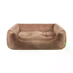 Hi Dog Лежанка відкрита плюшева прямокутна для собак і котів 50×65×16 см, капучіно — м’яка тепла лежанка для домашніх тварин
