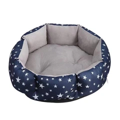 Lesko Лежак для котів собак SY-2022-1208 Blue Stars M круглий