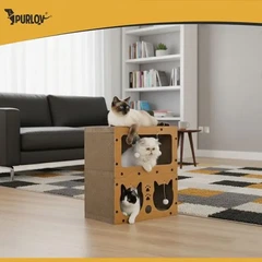 Котячий двоповерховий будиночок-дряпка Purlov 27017
