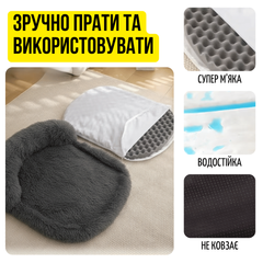 Без бренда М'яка Лежанка Для Собак Середніх Порід зі Знімним Чохлом 100×75 см Пухнасте Ліжко З Бортиком Ортопедичне Графіт Zmaker ZML