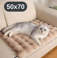 Solve М’який лежак для котів і собак 50×70 см коричневий — пухнастий килимок під норку, теплий, KT8001323