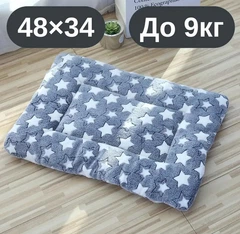 Solve М’який плюшевий килимок-лежанка для котів та собак сірий з зірками, теплий двосторонній матрацик, 48×34, до 9 кг, KT8001132